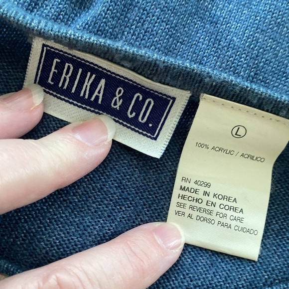 Erika & Co sweater cardigan button down front long sleeve crewneck size large - Picture 6 of 8